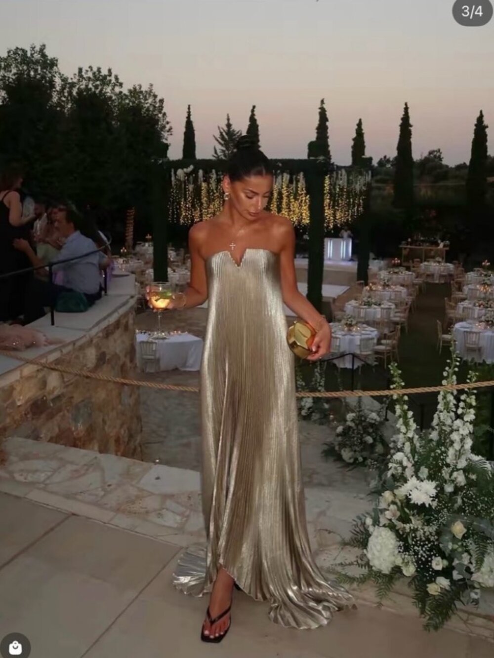 Lidee Gold Shimmer Pleated Gown